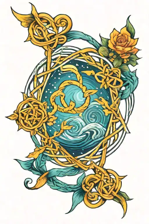 van gogh starry night Celtic knot   tattoo design idea