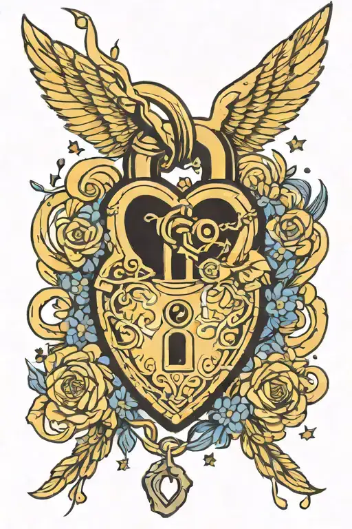 van gogh starry night heart shaped lock tattoo design idea
