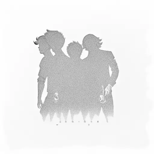 one direction silhouette with 5 seconds of summer tattoo design idea