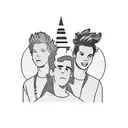 one direction silhouette with 5 seconds of summer tattoo design idea