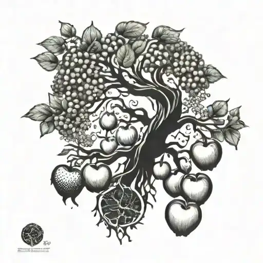 yggdrasil tree with nine apples tattoo design idea