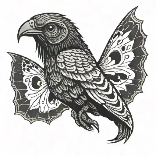mothman cryptid perched tattoo design idea