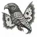 mothman cryptid perched tattoo design idea