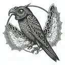 mothman cryptid perched tattoo design idea