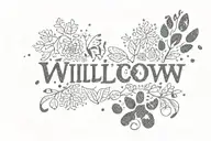 the words Willow and Winter with cat paw print tattoo design idea