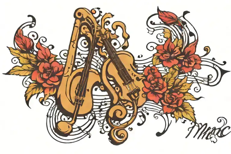 mpc music notes tattoo design idea