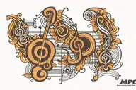 mpc music notes tattoo design idea