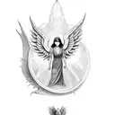 angel and Devil inside two cards tattoo design idea