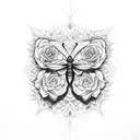 Butterfly half made out of roses  tattoo design idea