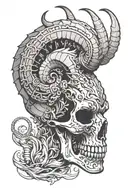 Capricorn skull from the side view tattoo design idea