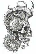 Capricorn skull from the side view tattoo design idea