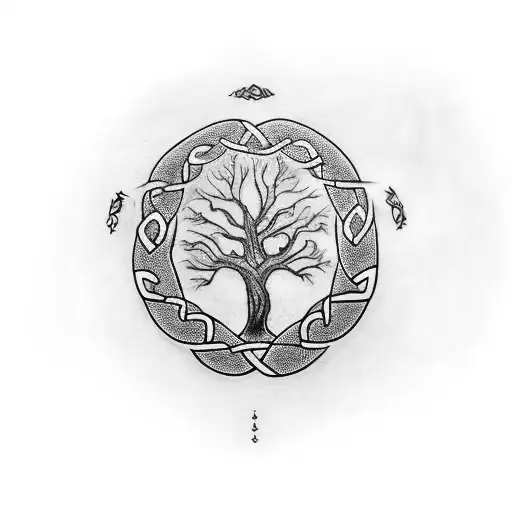 A family tree tattoo with children's names and birthdates intertwined with Celtic knots tattoo design idea