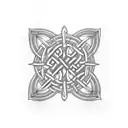 A Celtic knot design incorporating a blood glucose meter and insulin pump for Type 1 diabetes awareness tattoo design idea