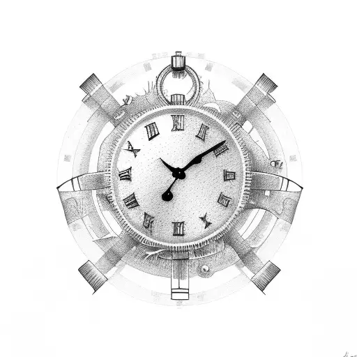 broken watch tattoo design idea