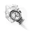 broken watch and glass tattoo design idea