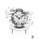 broken watch and glass tattoo design idea