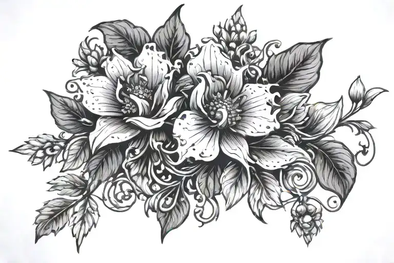 flora embedded in motherboard circuit tattoo design idea