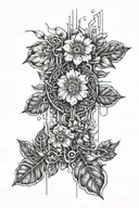 circuitry+flora tattoo design idea