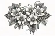 flora embedded in motherboard circuit tattoo design idea