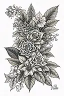 A botanical tattoo featuring exotic plants from different galaxies, blending the client's love for gardening and the universe tattoo design idea