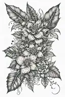 A botanical tattoo featuring exotic plants from different galaxies, blending the client's love for gardening and the universe tattoo design idea