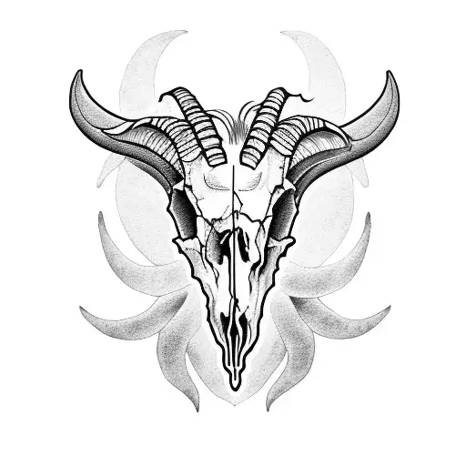 Lily of the valley goat skull tattoo design idea