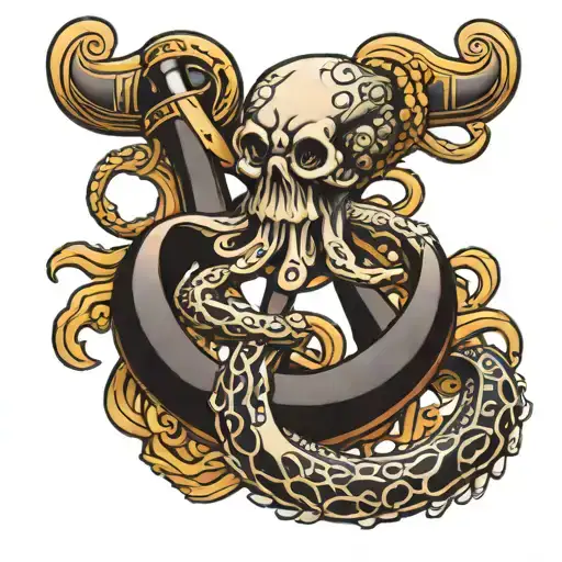 ship's anchor octopus wrapped tattoo design idea
