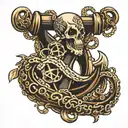 ship's anchor octopus wrapped tattoo design idea