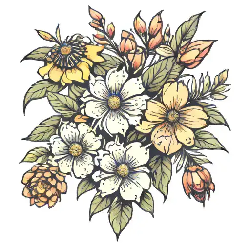 australian native flowers tattoo design idea