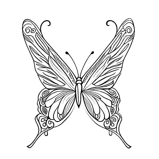 butterfly with half of the wings made of morning glory flowers tattoo design idea