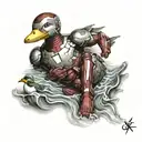 ironman triathlon + duck sitting tattoo design idea