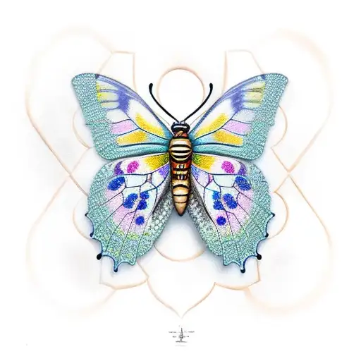 butterfly sitting on an atlas beetle tattoo design idea