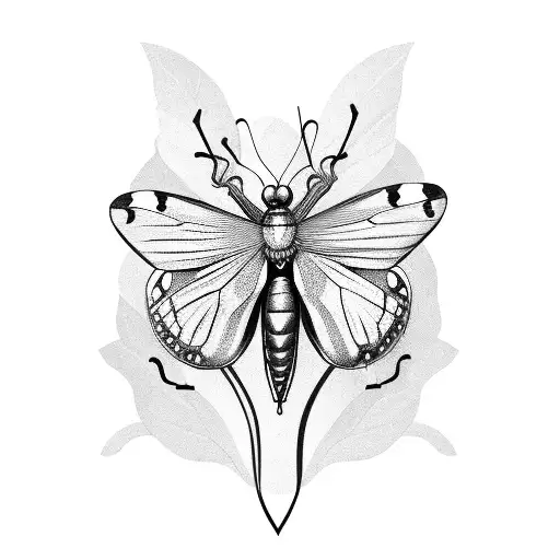 butterfly sitting atop an atlas beetle tattoo design idea