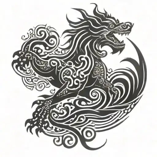 foo dog dragon tattoo design idea