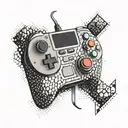 A geometric design inspired by video game elements such as pixels and controllers tattoo design idea