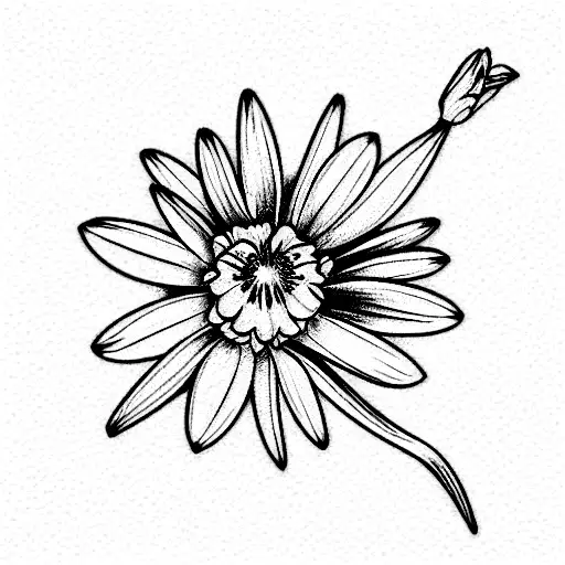marigold, daisy, larkspur, narcissus tattoo design idea