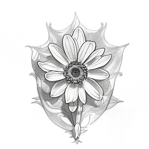 marigold, daisy, larkspur, and narcissus spine tattoo tattoo design idea