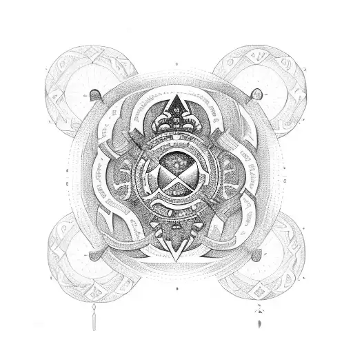 vegvisir with latvian mythology twist tattoo design idea