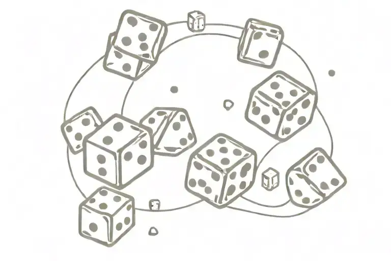money and dice rolling tattoo design idea