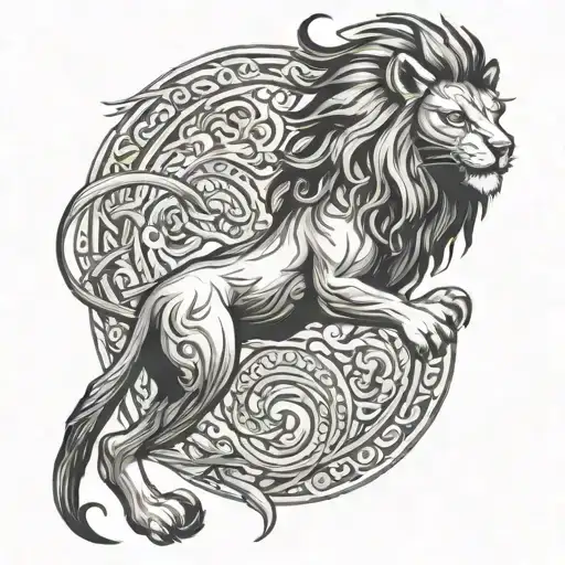 A tattoo of the Chimera, a mythical creature with the body of a lion, head of a goat, and tail of a serpent, symbolizing creativity and imagination tattoo design idea