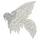 A portrait of Icarus with wings made of delicate lace patterns, representing freedom and fragility tattoo design idea