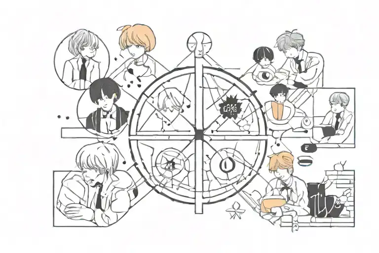 Incorporate elements of BTS's logo into a minimalist design tattoo design idea