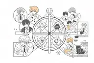 Incorporate elements of BTS's logo into a minimalist design tattoo design idea