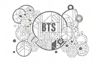 Incorporate elements of BTS's logo into a minimalist design tattoo design idea