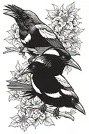 2 magpies rough sketch black tattoo design idea