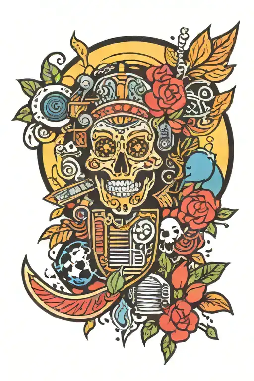 80s vibe night time tattoo design idea