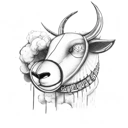 A black sheep leading a rebellion against a digital dystopia tattoo design idea