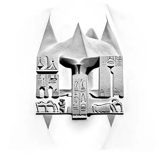 A black-grey tattoo of Luella's name written in ancient Egyptian hieroglyphics tattoo design idea