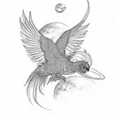 Quetzal Bird Flying tattoo design idea