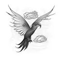 Quetzal Bird Flying tattoo design idea